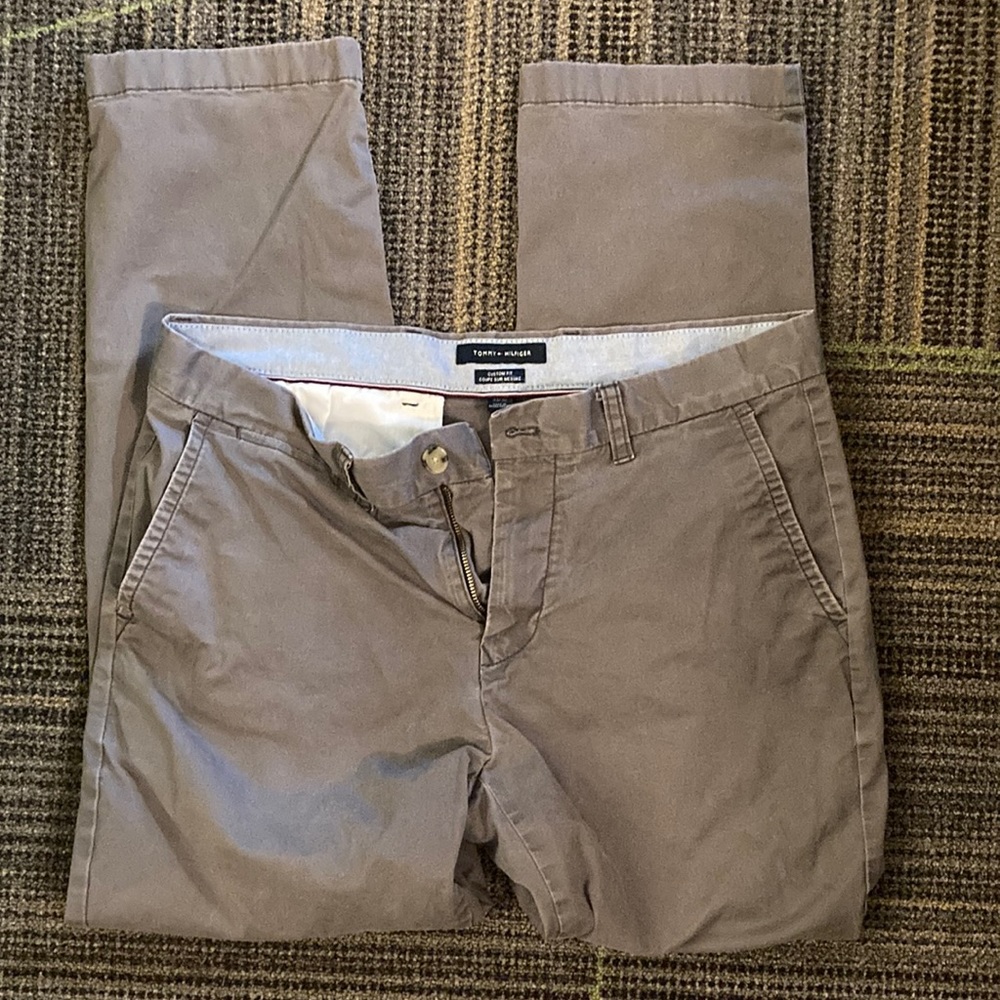 Men’s Tommy Hilfiger Custom Fit TH Flex Pants 33x30 Dark Gray